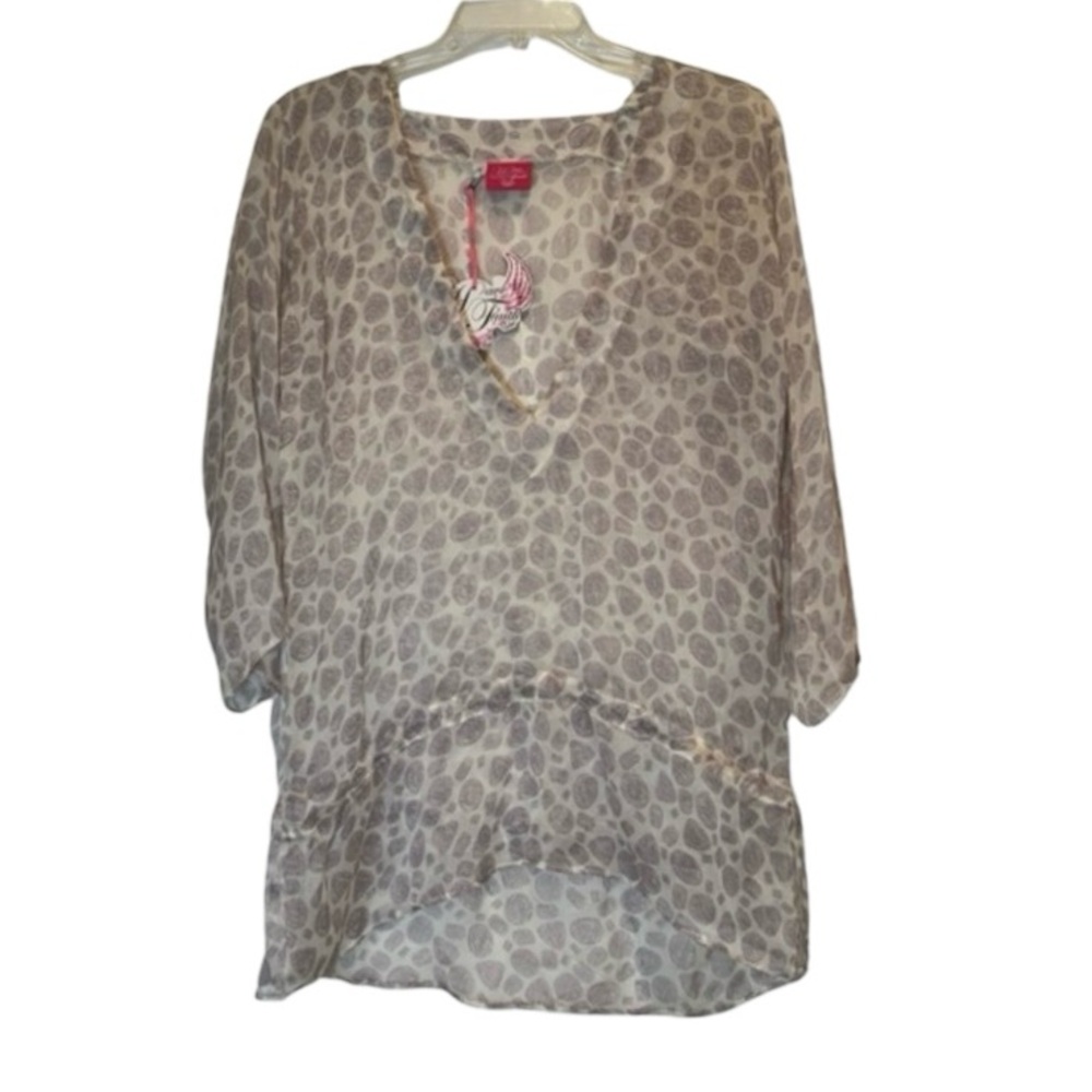 NWT Y2K Leopard Print Swim Beach Cover Up Tunic by Have Faith Small